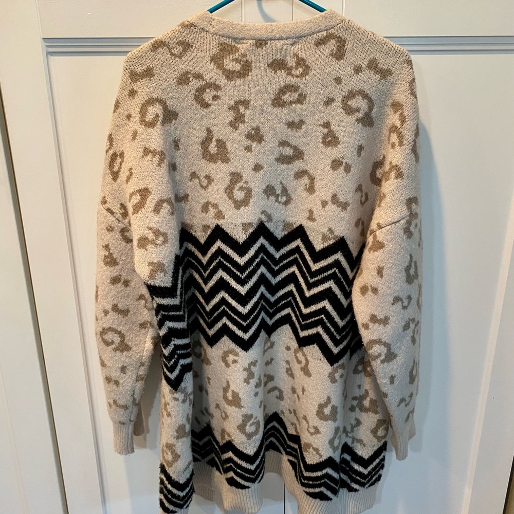 Animal Print Cheetah and Zebra Open Front Sweater Cardigan